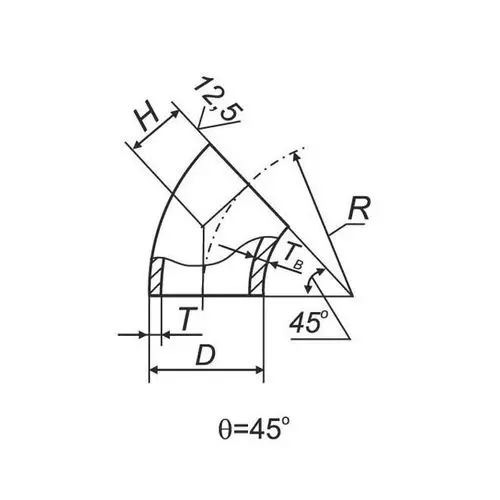 Отводы 45 в ВУС 700x720x30 мм 09Г2С ГОСТ 17375-2001